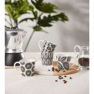 FLORIS ΚΟΥΠΑ ESPRESSO SET 4ΤΜΧ NEW BONE CHINA ΛΕΥΚΟ ΜΑΥΡΟ