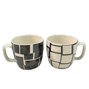 PREMIUM ΚΟΥΠΑ ESPRESSO SET 4ΤΜΧ 10x7x5.5cm NEW BONE CHINA ΛΕΥΚΟ ΜΑΥΡΟ