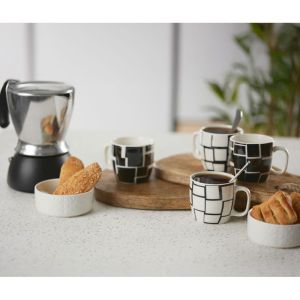 PREMIUM ΚΟΥΠΑ ESPRESSO SET 4ΤΜΧ 10x7x5.5cm NEW BONE CHINA ΛΕΥΚΟ ΜΑΥΡΟ
