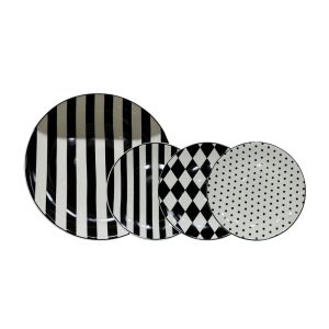 JOLIE ΠΙΑΤΟ ΓΛΥΚΟΥ SET 7ΤΜΧ 30x30x3cm NEW BONE CHINA ΛΕΥΚΟ ΜΑΥΡΟ