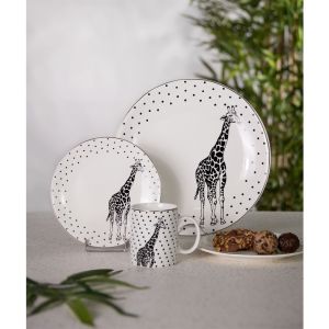 AFRICA ΠΙΑΤΟ ΓΛΥΚΟΥ SET 7ΤΜΧ 30x30x3cm NEW BONE CHINA ΛΕΥΚΟ ΜΑΥΡΟ