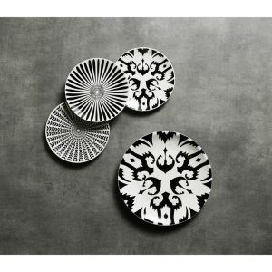 THYME ΠΙΑΤΟ ΓΛΥΚΟΥ SET 7ΤΜΧ 30x30x3cm NEW BONE CHINA ΛΕΥΚΟ ΜΑΥΡΟ