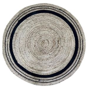 IMOGEN ΧΑΛΙ ΣΑΛΟΝΙΟΥ ΣΤΡΟΓΓΥΛΟ 180x180cm ΓΙΟΥΤΑ ΦΥΣΙΚΟ ΜΑΥΡΟ ΒΑΜΒΑΚΙ