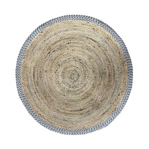 INES ΧΑΛΙ ΣΑΛΟΝΙΟΥ ΣΤΡΟΓΓΥΛΟ 150x150cm ΒΑΜΒΑΚΙ ΦΥΣΙΚΟ ΓΚΡΙ ΓΙΟΥΤΑ