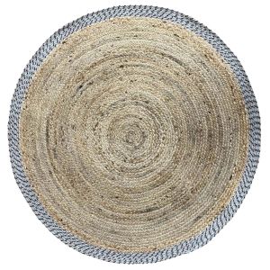 INES ΧΑΛΙ ΣΑΛΟΝΙΟΥ ΣΤΡΟΓΓΥΛΟ 180x180cm ΒΑΜΒΑΚΙ ΦΥΣΙΚΟ ΓΚΡΙ ΓΙΟΥΤΑ