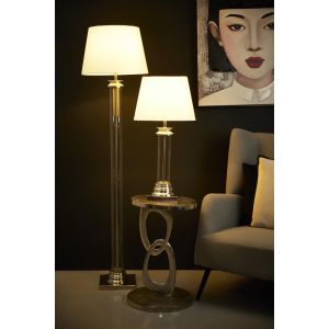 SKYLER ΦΩΤΙΣΤΙΚΟ ΕΠΙΔΑΠΕΔΙΟ 41x41x152cm ΑΛΟΥΜΙΝΙΟ ΑΣΗΜΙ ΓΥΑΛΙ ΛΕΥΚΟ