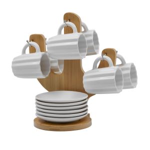 CACTUS ΚΟΥΠΑ ESPRESSO SET 6ΤΜΧ 17x12x22cm ΠΟΡΣΕΛΑΝΗ ΛΕΥΚΟ ΦΥΣΙΚΟ BAMBOO