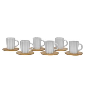CACTUS ΚΟΥΠΑ ESPRESSO SET 6ΤΜΧ 32x28x7cm ΠΟΡΣΕΛΑΝΗ ΛΕΥΚΟ ΦΥΣΙΚΟ BAMBOO