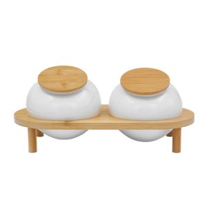 CURVE ΔΟΧΕΙΟ ΑΠΟΘΗΚΕΥΣΗΣ ΜΕ ΚΑΠΑΚΙ SET 2ΤΜΧ 33x16x13cm ΠΟΡΣΕΛΑΝΗ ΛΕΥΚΟ ΦΥΣΙΚΟ BAMBOO