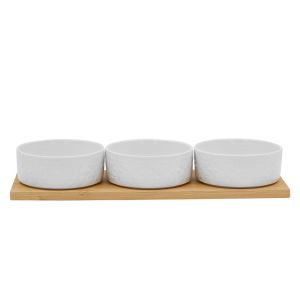 FLEURS ΜΠΩΛ SET 3ΤΜΧ 29x10x5cm ΠΟΡΣΕΛΑΝΗ ΛΕΥΚΟ ΦΥΣΙΚΟ BAMBOO