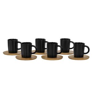 CACTUS ΚΟΥΠΑ ESPRESSO SET 6ΤΜΧ 32x28x7cm ΠΟΡΣΕΛΑΝΗ ΜΑΥΡΟ ΦΥΣΙΚΟ BAMBOO