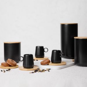 RIPPLE ΚΟΥΠΑ ESPRESSO SET 6ΤΜΧ 26x23x6cm ΠΟΡΣΕΛΑΝΗ ΜΑΥΡΟ ΦΥΣΙΚΟ BAMBOO