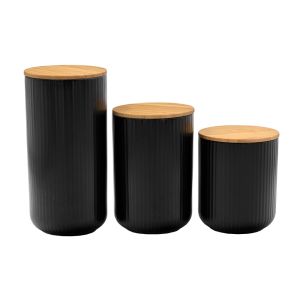 RIPPLE ΔΟΧΕΙΟ ΑΠΟΘΗΚΕΥΣΗΣ ΜΕ ΚΑΠΑΚΙ 10x10x20cm ΠΟΡΣΕΛΑΝΗ ΜΑΥΡΟ ΦΥΣΙΚΟ BAMBOO
