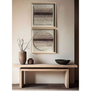 EARTHSCAPE ROUND ΠΙΝΑΚΑΣ ΔΙΑΚΟΣΜΗΣΗΣ 80x80x4cm ΧΑΡΤΙ ΜΠΕΖ ΚΑΦΕ ΓΥΑΛΙ ΦΥΣΙΚΟ