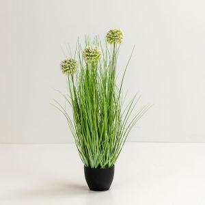 GRASS FLOWER ΦΥΤΟ ΤΕΧΝΗΤΟ ΣΕ ΓΛΑΣΤΡΑ 58cm PVC ΠΡΑΣΙΝΟ