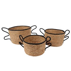 AELIA ΚΑΛΑΘΙ SET 3ΤΜΧ 35x35x23cm SEAGRASS ΦΥΣΙΚΟ ΜΑΥΡΟ