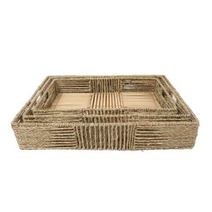 THASOS ΔΙΣΚΟΣ SET 3ΤΜΧ 45x35x8cm SEAGRASS ΦΥΣΙΚΟ