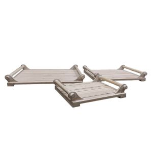 SIKINOS ΔΙΣΚΟΣ SET 3ΤΜΧ 42x36x6cm ΞΥΛΟ ΕΛΑΤΟΥ WHITE WASHED