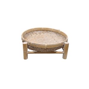 ITHAKI ΔΙΣΚΟΣ ΜΕ ΒΑΣΗ 37x37x13cm ΞΥΛΟ ΕΛΑΤΟΥ WHITE WASHED