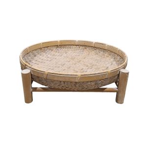 ITHAKI ΔΙΣΚΟΣ ΜΕ ΒΑΣΗ 45x45x13cm ΞΥΛΟ ΕΛΑΤΟΥ WHITE WASHED