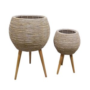 CORDA ΚΑΣΠΩ 39x39x60cm ΞΥΛΟ ΕΛΑΤΟΥ WHITE WASHED ΦΥΣΙΚΟ GRASS