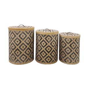 NUBIA ΚΑΛΑΘΙ ΜΕ ΚΑΠΑΚΙ SET 3ΤΜΧ 47x47x62cm BAMBOO ΦΥΣΙΚΟ ΜΑΥΡΟ ΔΕΡΜΑ