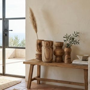 KENGO ΒΑΖΟ 12x12x26cm ΞΥΛΟ ΦΥΣΙΚΟ