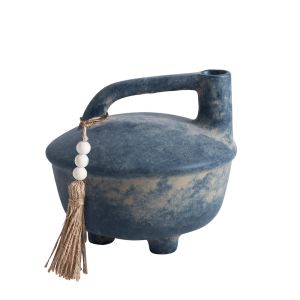 FENDRA ΒΑΖΟ 18x17x16cm ΚΕΡΑΜΙΚΟ ΑΝΘΡΑΚΙ ΜΠΕΖ