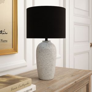 MARBUK ΦΩΤΙΣΤΙΚΟ ΕΠΙΤΡΑΠΕΖΙΟ 17x17x60cm ΚΕΡΑΜΙΚΟ ΓΚΡΙ ΥΦΑΣΜΑ ΜΑΥΡΟ