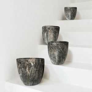 ROCKY ΓΛΑΣΤΡΑ ΣΕΤ 3ΤΜΧ 30x30x31cm ΚΕΡΑΜΙΚΟ ΑΝΘΡΑΚΙ ΜΠΕΖ