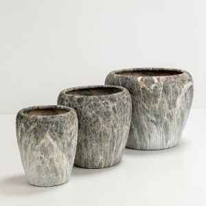 GASHER ΓΛΑΣΤΡΑ ΣΕΤ 3ΤΜΧ 42x42x35cm ΚΕΡΑΜΙΚΟ ΑΝΘΡΑΚΙ ΜΠΕΖ