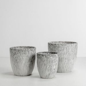 VINSON ΓΛΑΣΤΡΑ ΣΕΤ 3ΤΜΧ 30x30x31cm ΚΕΡΑΜΙΚΟ ΓΚΡΙ ΛΕΥΚΟ