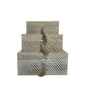 SENGO ΚΟΥΤΙ ΑΠΟΘΗΚΕΥΣΗΣ ΣΕΤ 3ΤΜΧ 38x25x17cm ΞΥΛΟ ΦΥΣΙΚΟ ΛΕΥΚΟ