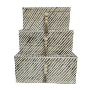 SENGO ΚΟΥΤΙ ΑΠΟΘΗΚΕΥΣΗΣ ΣΕΤ 3ΤΜΧ 64x44x30cm ΞΥΛΟ ΦΥΣΙΚΟ ΛΕΥΚΟ