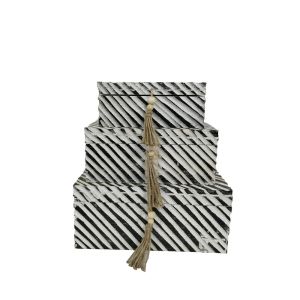 RONAN ΚΟΥΤΙ ΑΠΟΘΗΚΕΥΣΗΣ ΣΕΤ 3ΤΜΧ 38x25x17cm ΞΥΛΟ ΜΑΥΡΟ ΑΣΠΡΟ