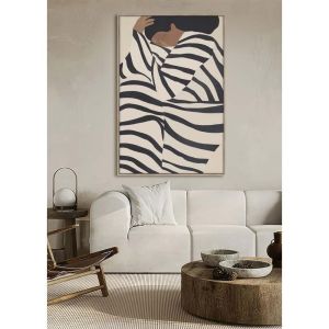 QUIET GRACE ΠΙΝΑΚΑΣ ΔΙΑΚΟΣΜΗΤΙΚΟΣ ΜΕ ΚΟΡΝΙΖΑ 80x120x4cm ΚΑΜΒΑΣ ΜΠΕΖ ΜΑΥΡΟ PP