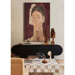 ETERNAL GAZE ΠΙΝΑΚΑΣ ΔΙΑΚΟΣΜΗΤΙΚΟΣ ΜΕ ΚΟΡΝΙΖΑ 80x120x4cm ΚΑΜΒΑΣ ΜΠΟΡΝΤΩ ΜΠΕΖ PP