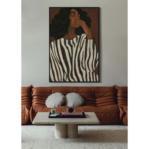 NOCTURNE ΠΙΝΑΚΑΣ ΔΙΑΚΟΣΜΗΤΙΚΟΣ ΜΕ ΚΟΡΝΙΖΑ 80x120x4cm ΚΑΜΒΑΣ ΚΑΦΕ ΠΟΛΥΧΡΩΜΟ ΞΥΛΟ ΜΑΥΡΟ