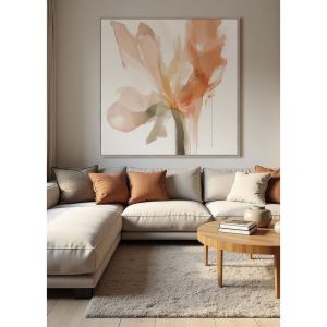 CALANDIUM.A ΠΙΝΑΚΑΣ ΔΙΑΚΟΣΜΗΤΙΚΟΣ ΜΕ ΚΟΡΝΙΖΑ 80x80x4cm ΚΑΜΒΑΣ BEIGE ΠΟΛΥΧΡΩΜΟ ΞΥΛΟ ΦΥΣΙΚΟ