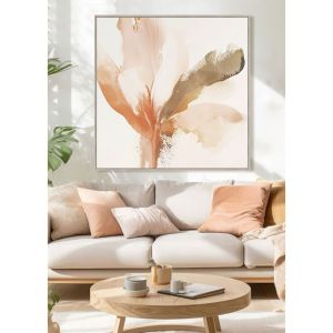 CALANDIUM.B ΠΙΝΑΚΑΣ ΔΙΑΚΟΣΜΗΤΙΚΟΣ ΜΕ ΚΟΡΝΙΖΑ 80x80x4cm ΚΑΜΒΑΣ BEIGE ΠΟΛΥΧΡΩΜΟ ΞΥΛΟ ΦΥΣΙΚΟ