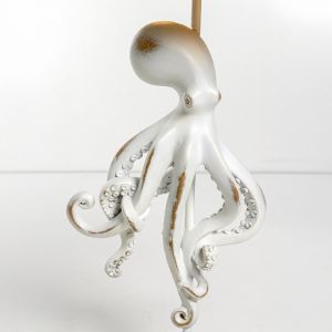 OCTOPUS ΦΩΤΙΣΤΙΚΟ ΕΠΙΤΡΑΠΕΖΙΟ 30x30x66cm POLYRESIN ΛΕΥΚΟ ΥΦΑΣΜΑ ΓΚΡΙ ΛΕΥΚΟ