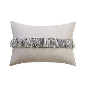 TASSEL ΔΙΑΚΟΣΜΗΤΙΚΟ ΜΑΞΙΛΑΡΙ 60x40cm ΥΦΑΣΜΑ ΛΕΥΚΟ ΓΚΡΙ