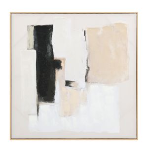 SANS FRONT ΠΙΝΑΚΑΣ ΔΙΑΚΟΣΜΗΤΙΚΟΣ ΜΕ ΚΟΡΝΙΖΑ 100x100x4cm ΚΑΜΒΑΣ ΜΠΕΖ ΛΕΥΚΟ ΜΑΥΡΟ ΞΥΛΟ ΦΥΣΙΚΟ