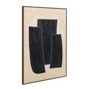 VISUELLE ΠΙΝΑΚΑΣ ΔΙΑΚΟΣΜΗΤΙΚΟΣ ΜΕ ΚΟΡΝΙΖΑ 90x120x4cm ΚΑΜΒΑΣ ΜΠΕΖ ΜΑΥΡΟ ΞΥΛΟ ΦΥΣΙΚΟ