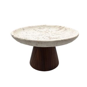 TRAVERTINO ΔΙΣΚΟΣ ΔΙΑΚΟΣΜΗΣΗΣ 22x22x13cm POLYRESIN STONE ΚΑΦΕ ΣΚΟΥΡΟ