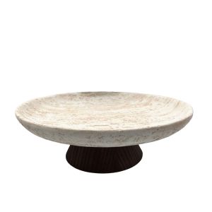 TRAVERTINO ΔΙΣΚΟΣ ΔΙΑΚΟΣΜΗΣΗΣ 30x30x10cm POLYRESIN STONE ΚΑΦΕ ΣΚΟΥΡΟ