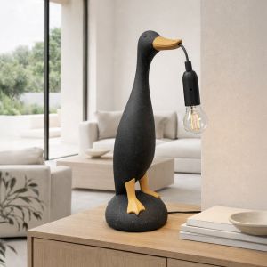 QUACK II ΦΩΤΙΣΤΙΚΟ ΕΠΙΤΡΑΠΕΖΙΟ 16.7x15.7x43cm POLYRESIN ΜΑΥΡΟ ΧΡΥΣΟ