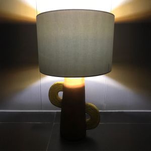 HATCUS ΦΩΤΙΣΤΙΚΟ ΕΠΙΤΡΑΠΕΖΙΟ 30.7x30.7x52.5cm POLYRESIN TERRACOTTA ΥΦΑΣΜΑ ΛΕΥΚΟ