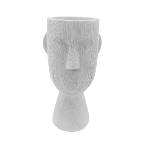 POLYFACE ΒΑΖΟ 20.5x6.8x19cm POLYRESIN ΑΣΠΡΟ