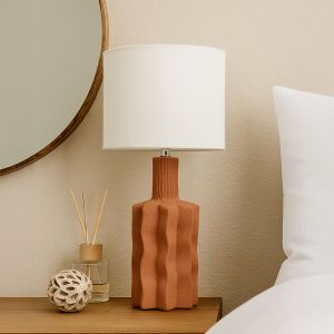 EGLI ΦΩΤΙΣΤΙΚΟ ΕΠΙΤΡΑΠΕΖΙΟ 32x32x56cm ΚΕΡΑΜΙΚΟ TERRACOTTA ΛΙΝΟ ΛΕΥΚΟ